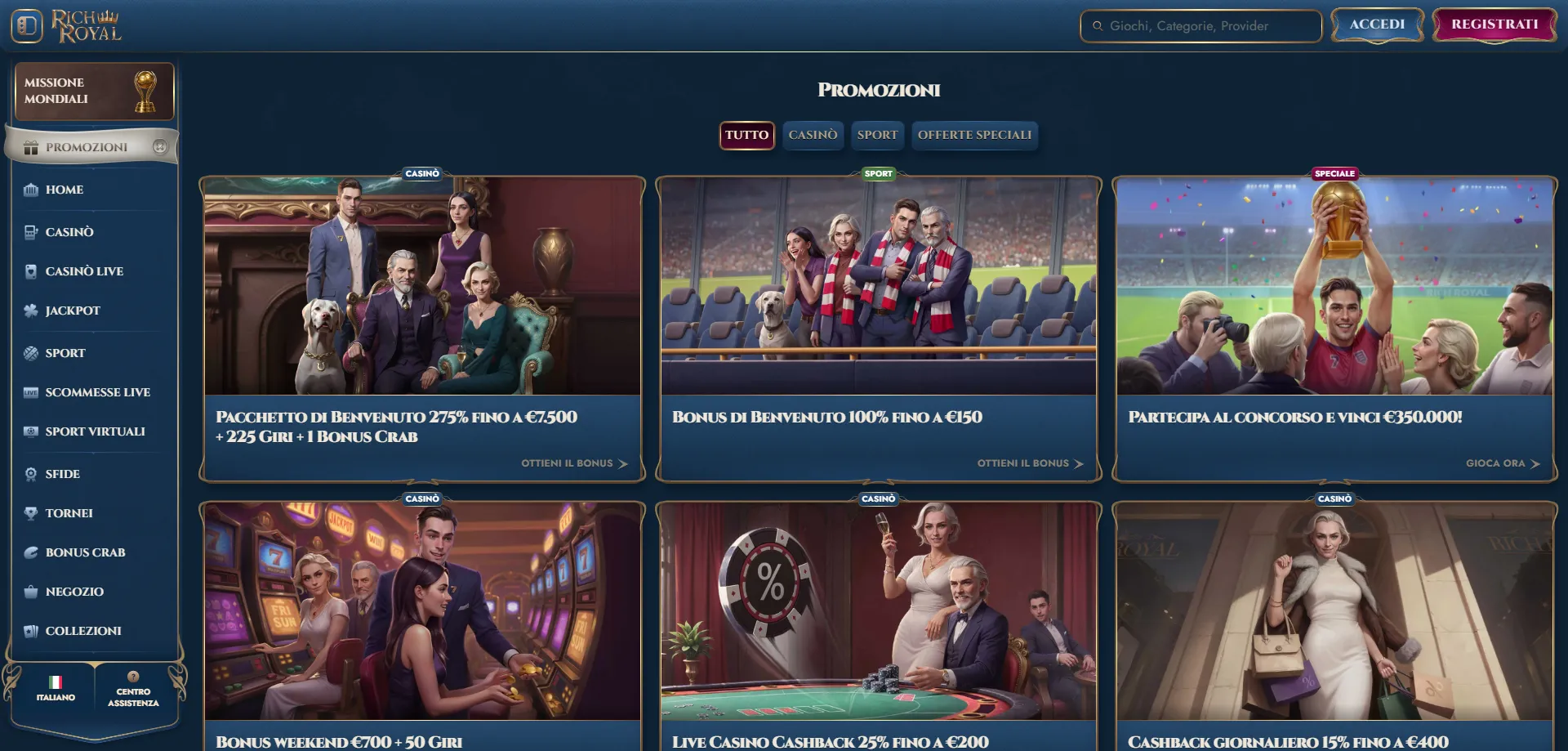 Tutte le promozioni RichRoyal Casino &mdash; bonus settimanali e programma VIP