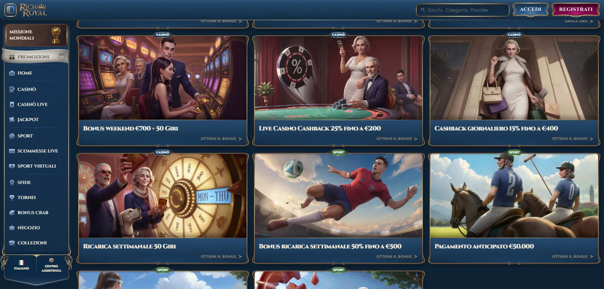 RichRoyal Casino bonus di benvenuto fino a 7500 euro per nuovi giocatori