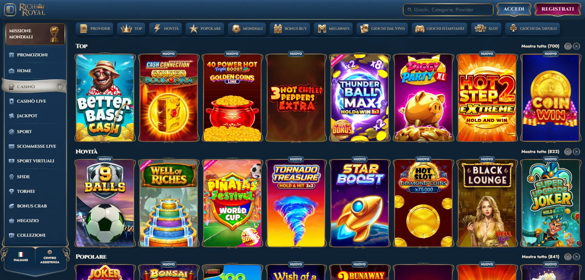 Slot machine online RichRoyal Casino &mdash; Megaways jackpot e giochi a tema