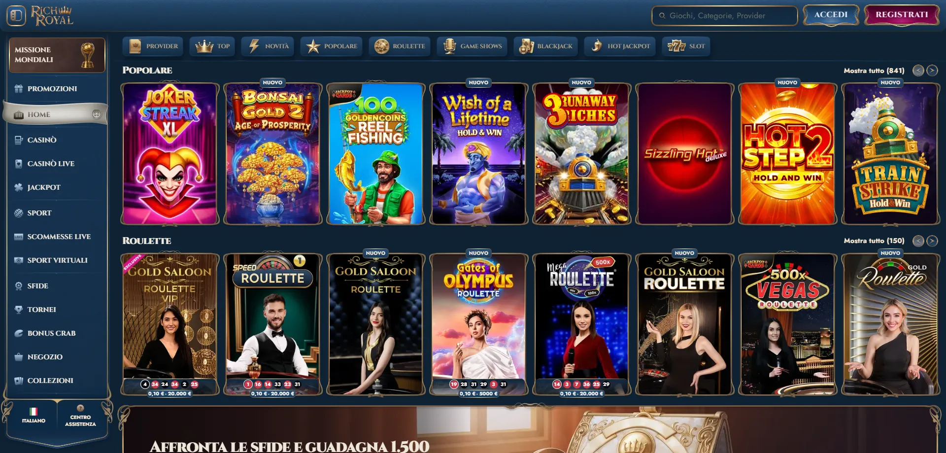 Assistenza live RichRoyal Casino &mdash; chat e supporto clienti 24 ore su 24